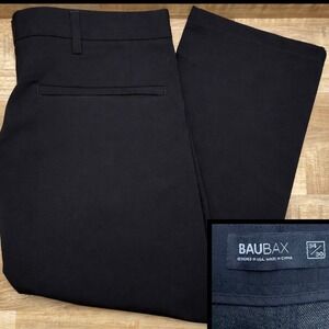 BAUBAX Merino Wool Bamboo Blend Tailored Fit Dress Chino Pants Men's 34x30 Black
